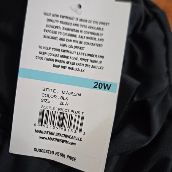 Black Ruched One-Piece Swimsuit Size 16W NWT - Picture 2 of 10